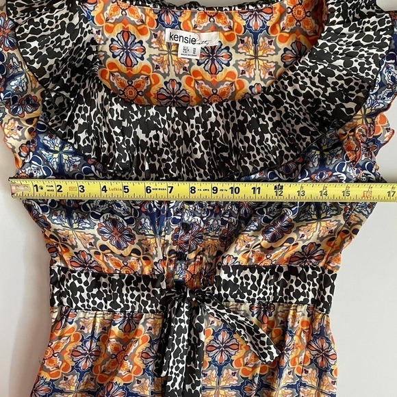 KENSIE Tie Front Ruffle Animal and Floral dress Size M - Picture 7 of 8